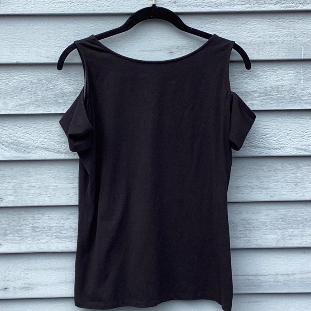 MICHAEL Michael Kors Black Cold Shoulder Tee Medium - Picture 6 of 8